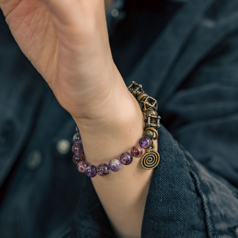 Amethyst Ghost Bracelet with Brass Accents