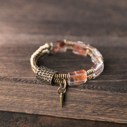 Earth Pulse Phantom Quartz Brass Bracelet