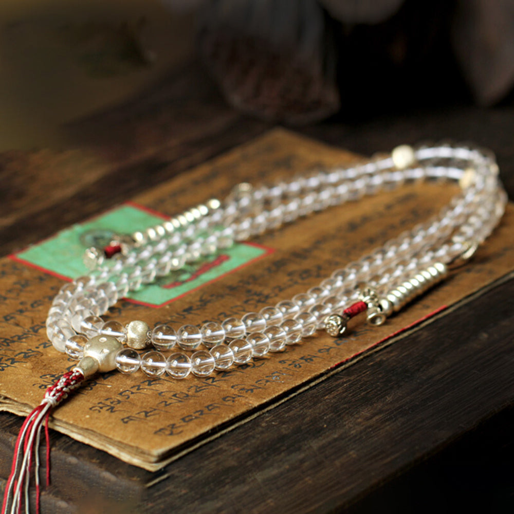 108 Beads Clear Quartz Healing Mala Necklace