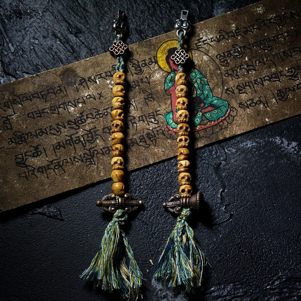 Sacred Guardian Handcrafted 108 Mala Beads - Silver & Yak Bone Talisman