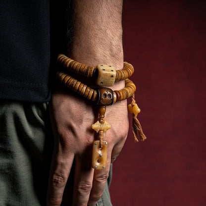 Guardian Yak Bone Protection 108 Mala Beads - Handcrafted Energy Talisman
