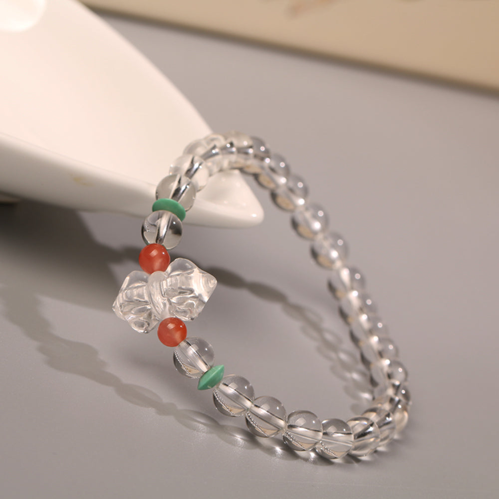 Guardian Shield Clear Quartz & South Red Agate Bracelet – Protective Energy & Strength