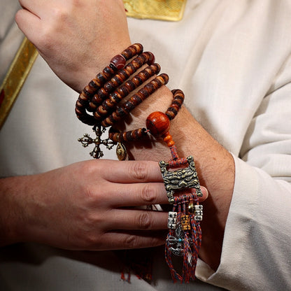 Sacred Protector Silver and Brass Mala 108 Mala Beads