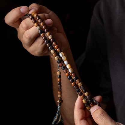 Sacred Harmony 108 Mala Beads Bodhi Shell Agate Glass