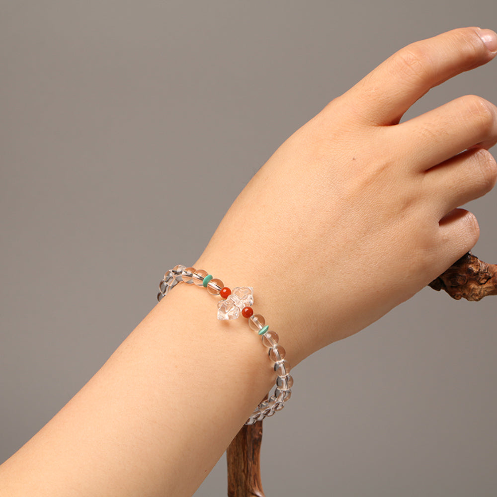 Guardian Shield Clear Quartz & South Red Agate Bracelet – Protective Energy & Strength