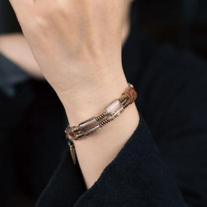 Earth Pulse Phantom Quartz Brass Bracelet