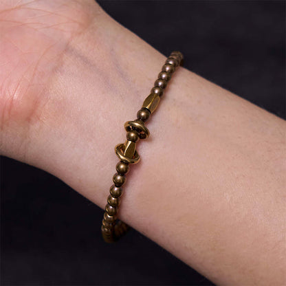 Wealth Self Care Copper Brass Beads Design Couple Bracelet