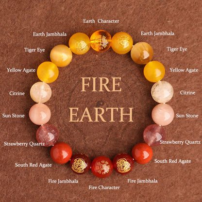 Five Elements Balance - South Red Agate Strawberry Quartz Sun Stone Citrine Luck Bracelet