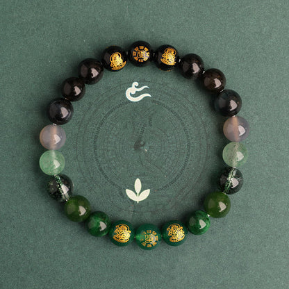 Five Elements Balance - South Red Agate Strawberry Quartz Sun Stone Citrine Luck Bracelet