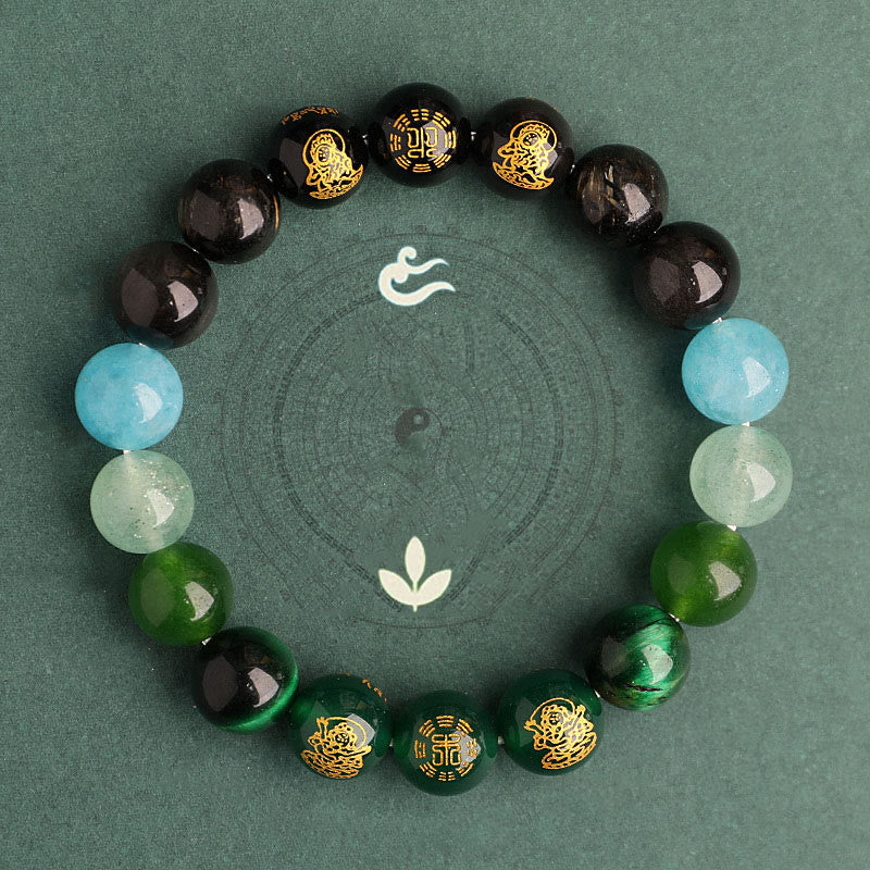 Five Elements Balance - South Red Agate Strawberry Quartz Sun Stone Citrine Luck Bracelet