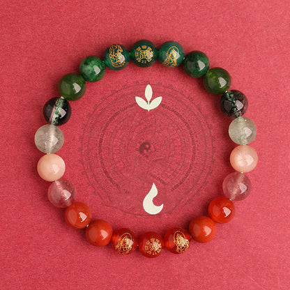Five Elements Balance - South Red Agate Strawberry Quartz Sun Stone Citrine Luck Bracelet