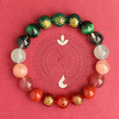 Five Elements Balance - South Red Agate Strawberry Quartz Sun Stone Citrine Luck Bracelet