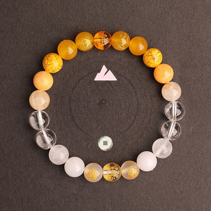 Five Elements Balance - South Red Agate Strawberry Quartz Sun Stone Citrine Luck Bracelet