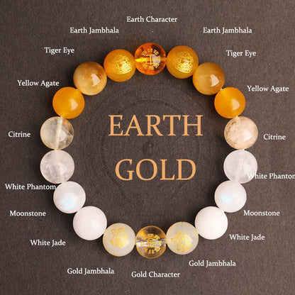 Five Elements Balance - South Red Agate Strawberry Quartz Sun Stone Citrine Luck Bracelet
