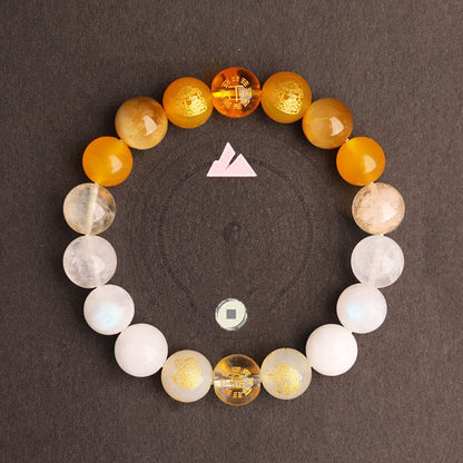 Five Elements Balance - South Red Agate Strawberry Quartz Sun Stone Citrine Luck Bracelet
