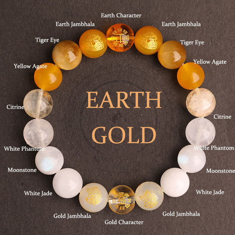 Five Elements Balance - South Red Agate Strawberry Quartz Sun Stone Citrine Luck Bracelet