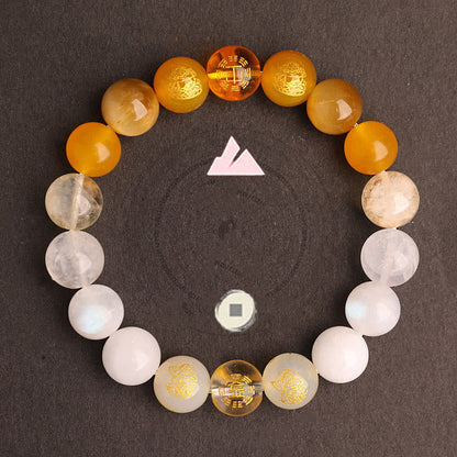 Five Elements Balance - South Red Agate Strawberry Quartz Sun Stone Citrine Luck Bracelet