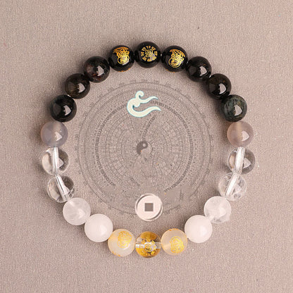 Five Elements Balance - South Red Agate Strawberry Quartz Sun Stone Citrine Luck Bracelet