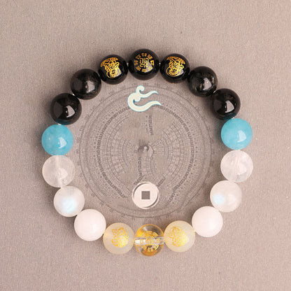 Five Elements Balance - South Red Agate Strawberry Quartz Sun Stone Citrine Luck Bracelet