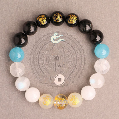 Five Elements Balance - South Red Agate Strawberry Quartz Sun Stone Citrine Luck Bracelet