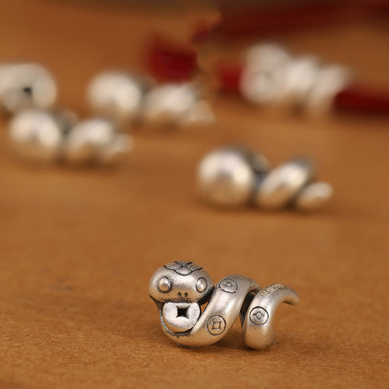 999 Sterling Silver Year of the Snake Handmade Copper Coin Protection Braided Bracelet