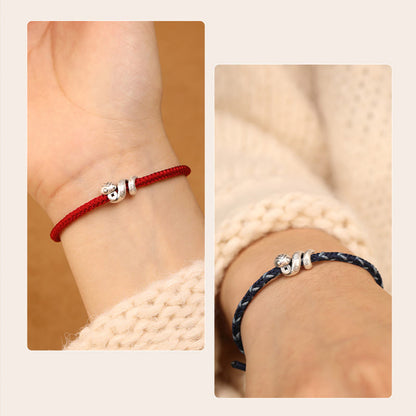 999 Sterling Silver Year of the Snake Handmade Copper Coin Protection Braided Bracelet