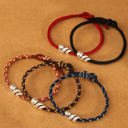 999 Sterling Silver Year of the Snake Handmade Copper Coin Protection Braided Bracelet