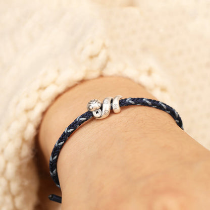 999 Sterling Silver Year of the Snake Handmade Copper Coin Protection Braided Bracelet