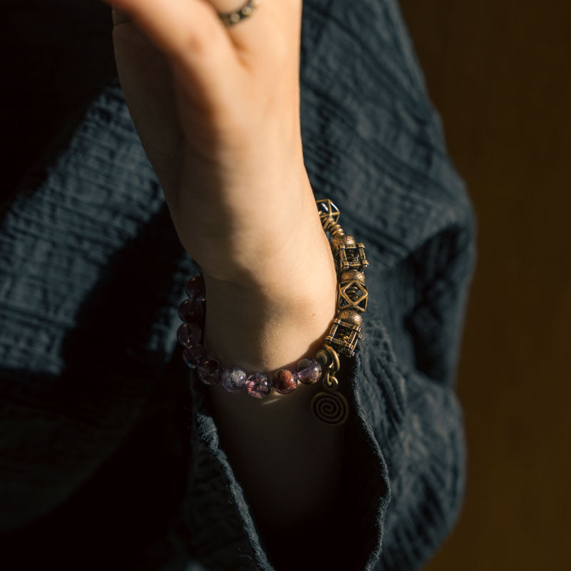 Amethyst Ghost Bracelet with Brass Accents