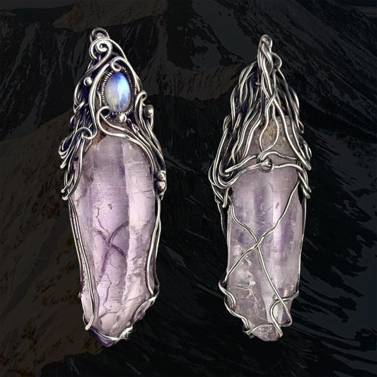 Sacred Bliss Wave Amethyst Pendant with Sterling Silver