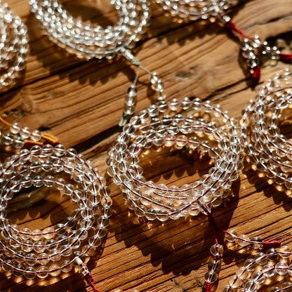 Calm Reflection Path Clear Quartz 108 Beads Necklace
