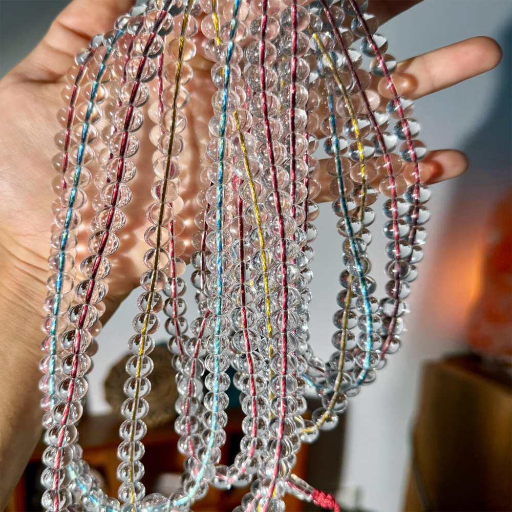 Calm Reflection Path Clear Quartz 108 Beads Necklace