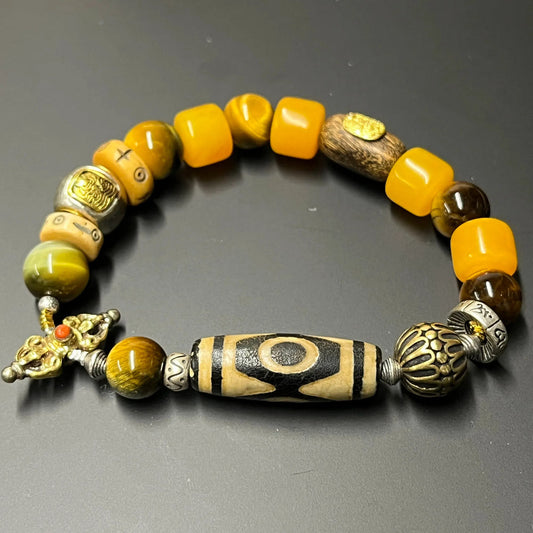 Three-Eye Dzi Wealth Protection Bracelet