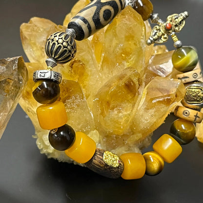 Three-Eye Dzi Wealth Protection Bracelet