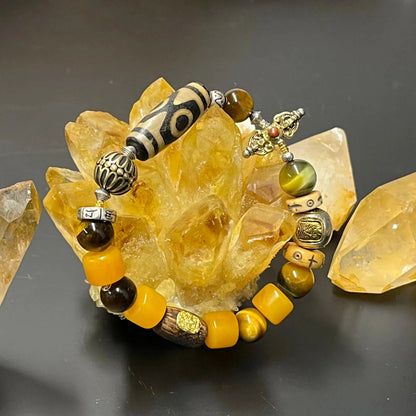 Three-Eye Dzi Wealth Protection Bracelet