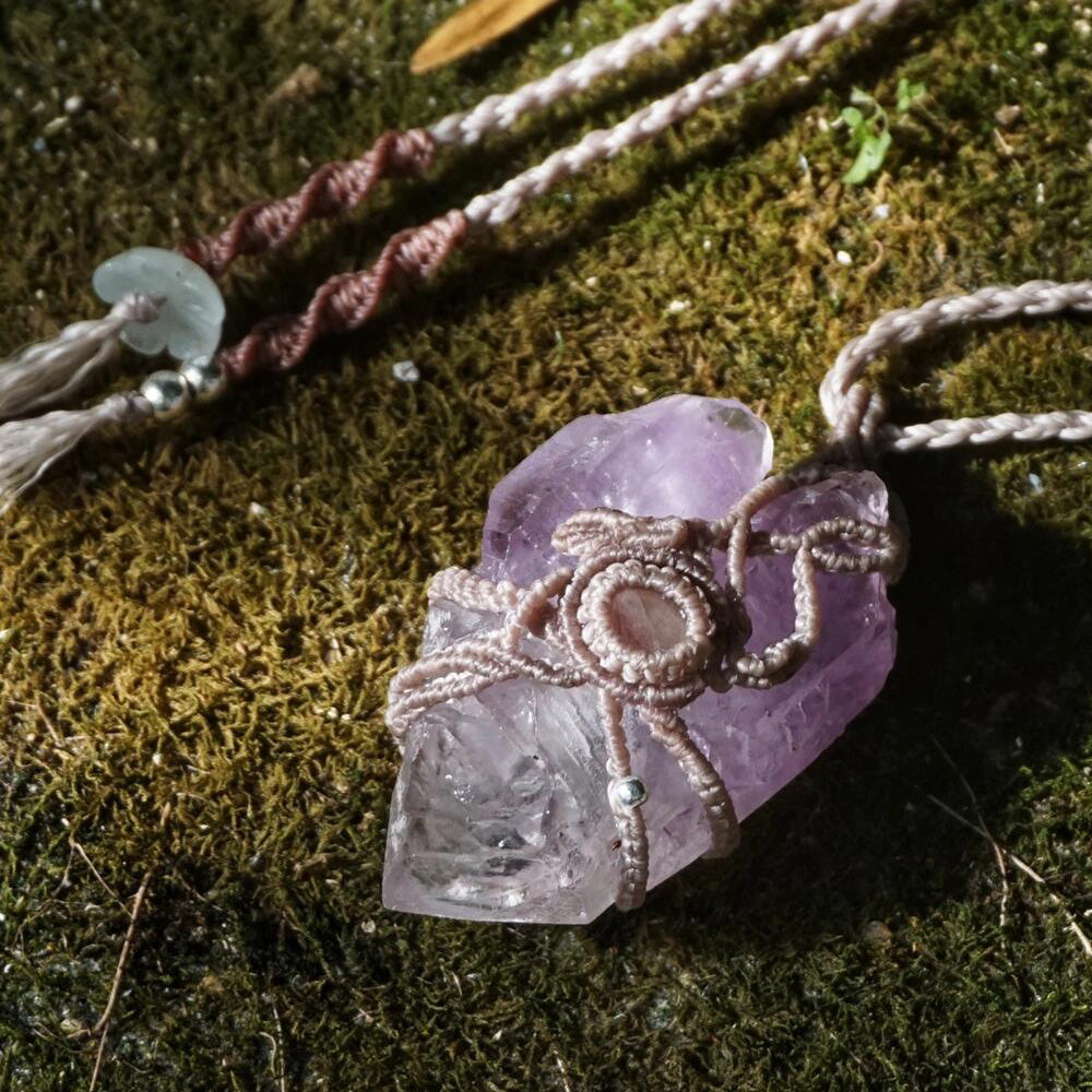 Gentle Calm Amethyst Wax Rope Pendant
