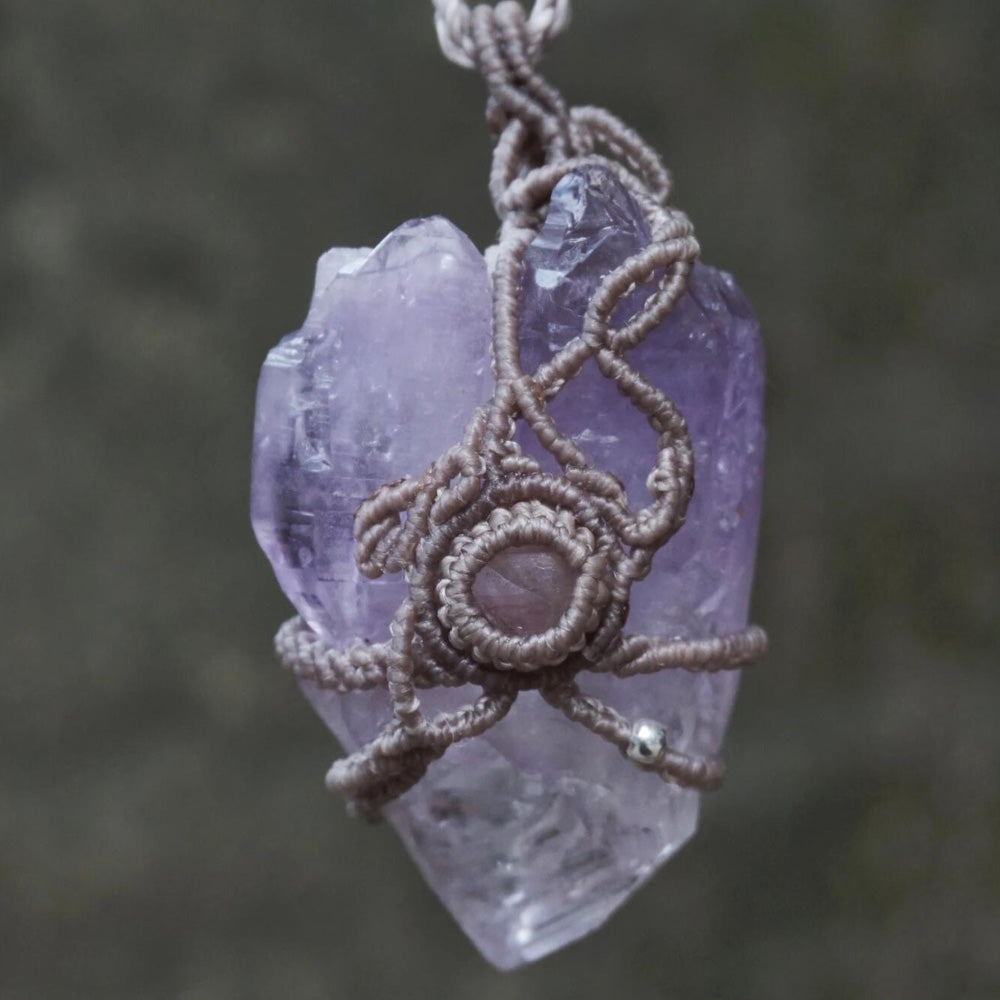 Gentle Calm Amethyst Wax Rope Pendant