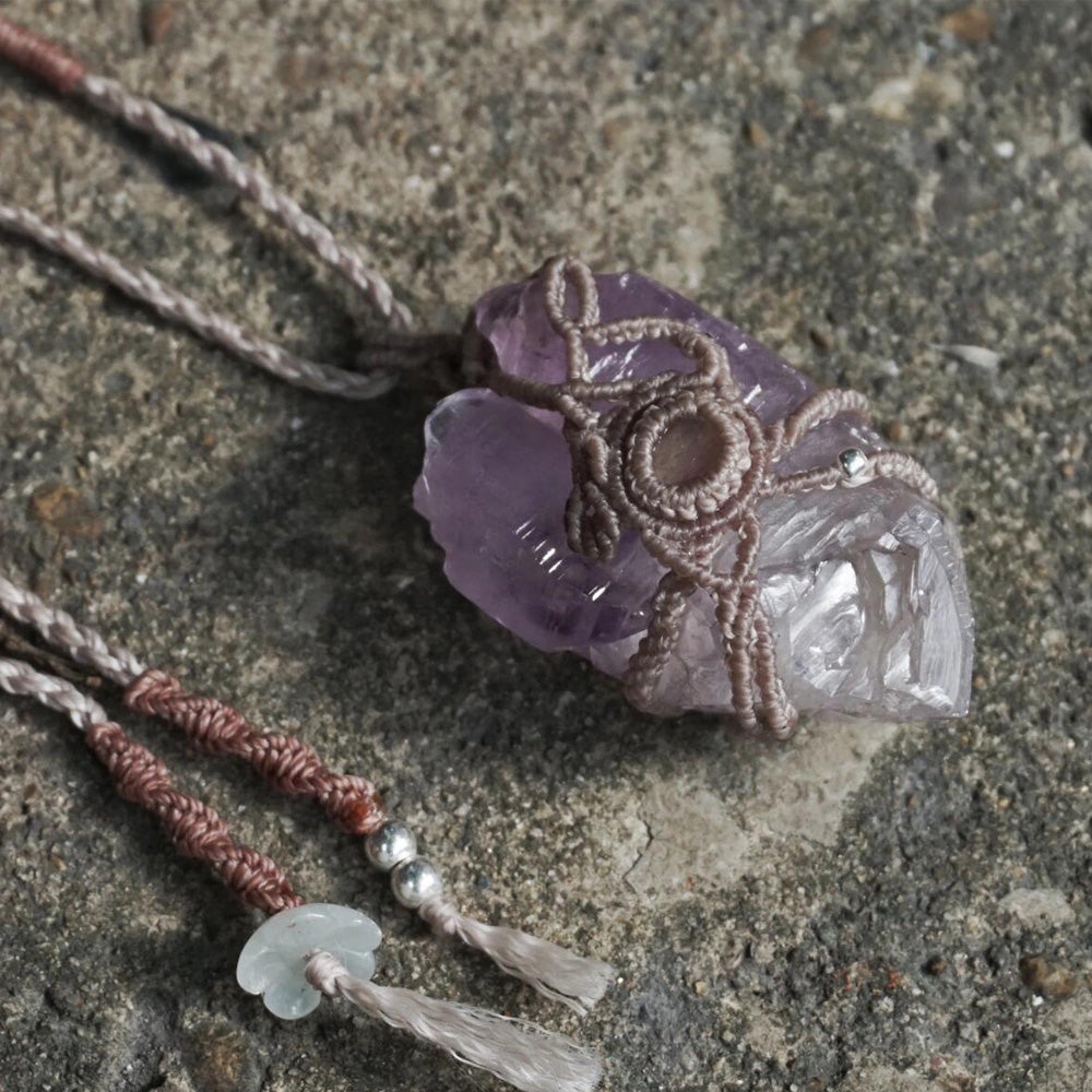 Gentle Calm Amethyst Wax Rope Pendant